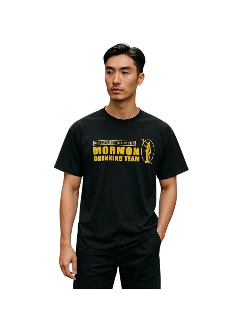 X-Communicated Mormon Drinking Team Mens Graphic Tee Shirt Black Size XL Casual